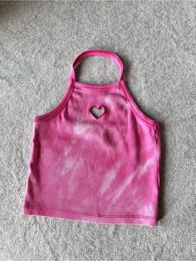 Zara Girls Pink Ribbed Halter Top with Heart Cutout